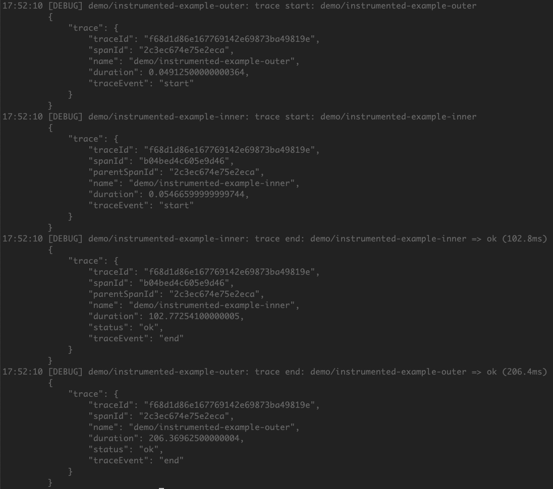 Tracer console output console tracer output